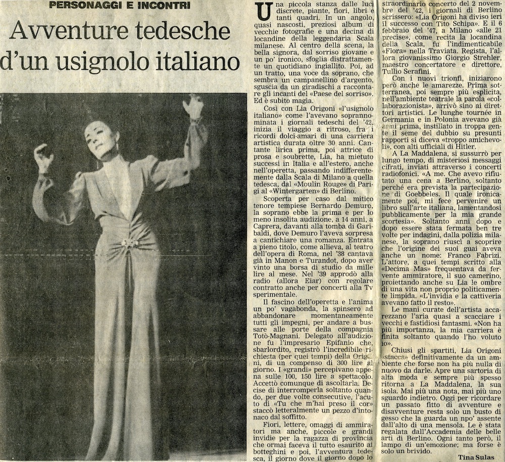 Avventure tedesche d'un usignolo italiano (da L'Unione Sarda)